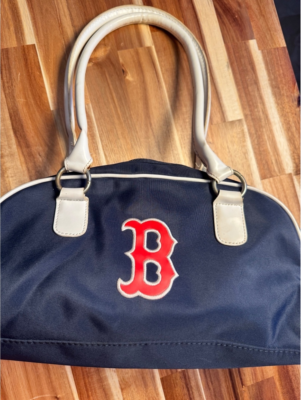 Boston Red Sox MLB Bowler Purse Navy Blue White Embroidered B Logo Handbag